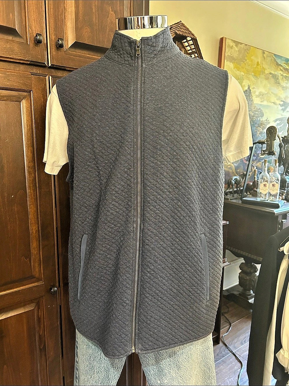 Southern Tide Waterfront Quilted Vest Men's Blue XL